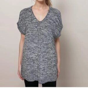 Vince Sweater Women's Size S Black Grey Space Dye Mixed Stitch Sleeveless Knit